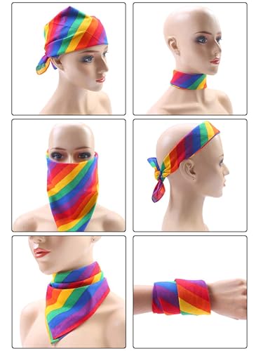 Image of URATOT 6 Pack Gay Pride Rainbow Bandanas Cotton Handkerchiefs, Support LGBT Causes