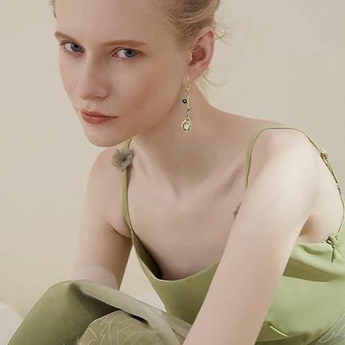 Handmade Bohemian Vintage Silver Asymmetry Plum Blossom Dangle Drop Earrings Dainty Cherry Green Crystal Flower Stud Earring for Women Statement Jewelry Gifts Mother's Day4