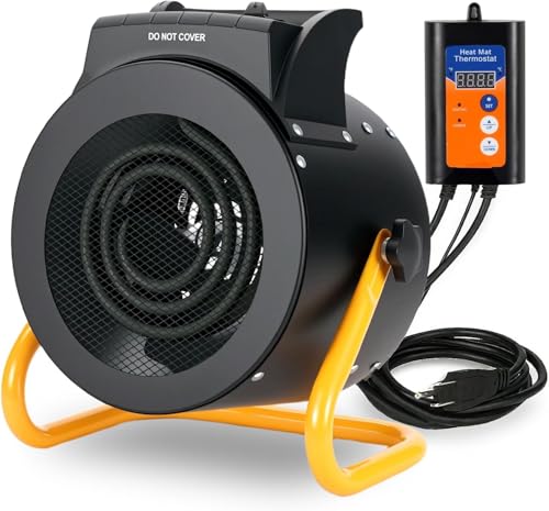 Noarixa Greenhouse Heater with Digital Thermostat, 1500W/750W Electric Grow Tent Heater, IPX4 Waterproof, Overheat Protection, Fast Heating for Patio, Flower Room, Green House, Ourdoor
