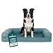 Furhaven Pet Dog Bed | Orthopedic Ultra Plush Faux Fur & Suede Traditional Sofa-Style Living Room Couch Pet Bed w/ Removable Cover for Dogs & Cats, Deep Pool, Large