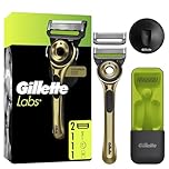 GilletteLabs with Exfoliating Bar, Razor for Men Champion Gold Edition, 1 Handle - 2 Blades, Includes Travel Case for Convenient Storage On The Go and Wall Hanger for Easy Storage in the Bathroom