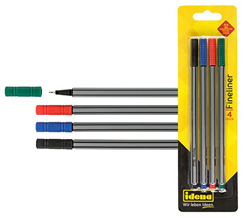Idena 516186 - Fineliner 4 Stück, Strichstärke 0.4 mm