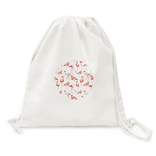 Toile Drawstring Backpack Flamingo Sac de Base Voyage Shopping Blanc Cadeau