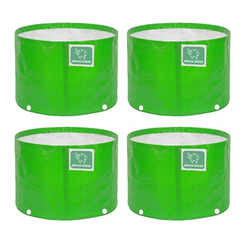 Image of GREENSHEEP HDPE Grow Bag Heavy Duty 260 GSM Round Plants Flower Growing Bags Floor Standing Mount Type for Home Garden Balcony Terrace Kitchen Nursery (Green, 12x12 inch, Pack of 4)