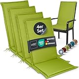 LILENO HOME Gartenstuhl Auflagen [4er Set - Hochlehner] in Apfelgrün - Bequeme Liegen als Sitzauflagen für Gartenmöbel - Stuhlkissen für Gartenstühle und Klappstühle MIA
