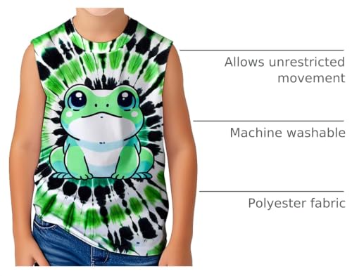 Image of DMPROD Kids Tie Dye Shirt Size 5-14 Years Sleeveless T Shirts Children Tank Tops Hippies Senior Tees for Boys Girls