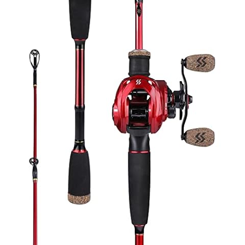 Sougayilang Baitcasting Combo, 2 Abschnitte M/MH Lightweight Baitcasting Rod und 8.0 Cover