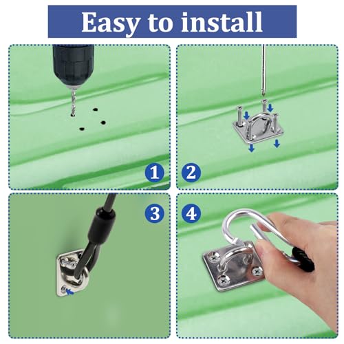 Image of PEUTIER 4 Pack Trash Can Lid Locks, Heavy Duty Nylon Coated Wire Rope Bear Proof Trash Can Lock Kit for Animal Stop from Rummaging Universal Garbage Can Latch Lock for Outdoor Garbage Cans