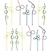 12-Plastic Neon Two-Tone Fun Loop Silly Straws