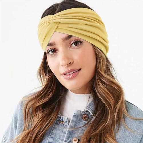Image of DRESHOW 4 Pack Turban Headbands for Women Wide Vintage Head Wraps Knotted Cute Hair Band Accessories
