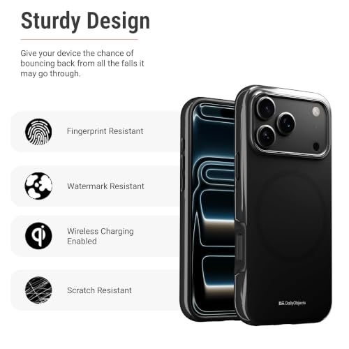 Image of DailyObjects Enamel Bumper MagSafe Case for iPhone 17 Pro Max Compatible with Mag-Safe Wireless Charging | Black Hybrid Magnetic Back Cover