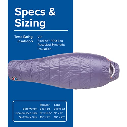 Bolsa de dormir Big Agnes Anthracite para mujer, forma momia, temperatura 20 grados, talla regular miniatura 4