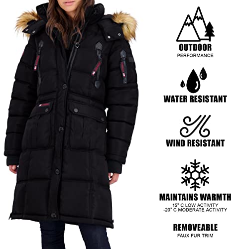 CANADA WEATHER GEAR Puffer Coat for Women- Long Faux Fur Insulated Winter Jacket2