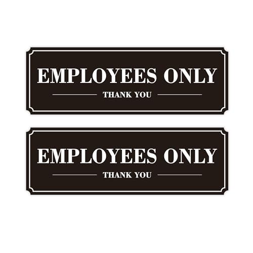 Panneaux autocollants Employees Only lot de 2 signalétiques noires et blanches 22,9x7,6 cm