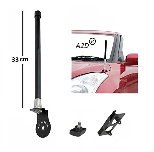 A2D 2 Way Adjustable Car Bonnet VIP Decorative Antenna Black for Toyota Etios Type 2