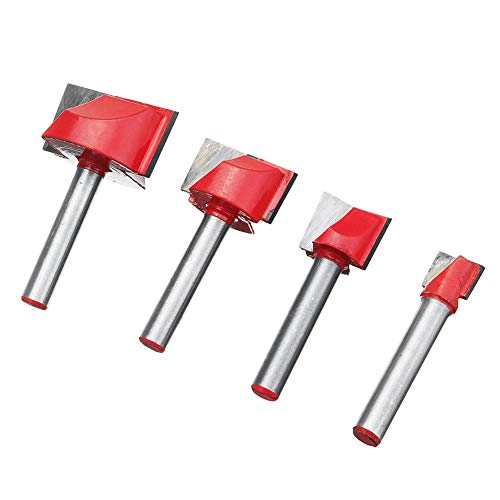 332PageAnn 4pcs / Set Fraise Defonceuse Fraises Circulaire Concave pour Bois Fraise Surface Rabotage Nettoyage De Fond en Bois Profilage Coupe Coupe 10 MM + 15 MM + 22 MM + 30 MM Shank Groove Cover