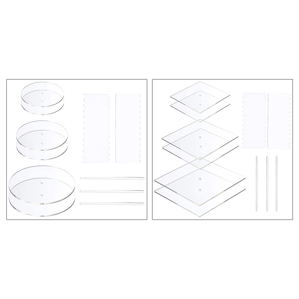 Juego de 11 discos acrílicos para tartas, base de peine, raspador, varilla de pasador, mantequilla, crema, herramientas de decoración de pasteles