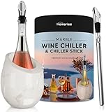 Homeries Marble Wine Chiller Bucket - Wine & Champagne Cooler for Parties, Dinner – Keep Wine & Beverages Cold, Wine Chillers for Bottles – Holds Any 750ml Bottle (Gloss White)