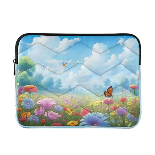 Funda para portátil 13-14 pulgadas flores y mariposas miniatura 1