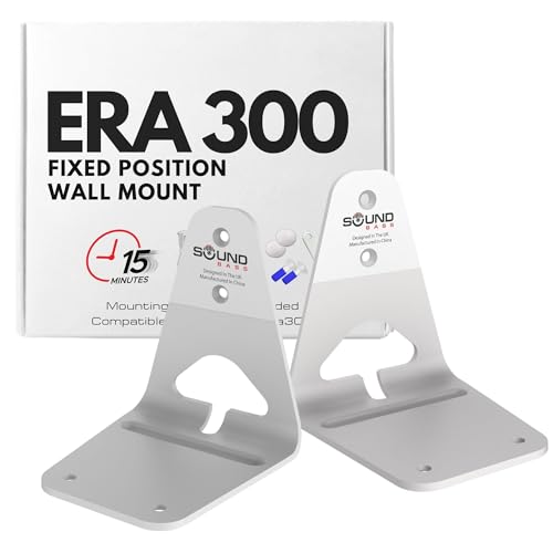 Image of Sound Bass ERA300 Wall Mount Bracket, Low Profile, White, Twin Pack, Compatible with Sonos ERA 300 Speaker, Complete with All Fixing Hardware
