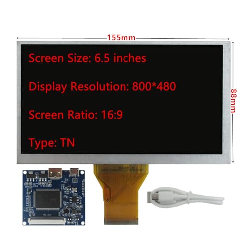 Image of 6.5 Inch 800x480 Portable DIY LCD Display Screen with Mini-HDMI Driver Board - Ideal for Computer Extended Monitor, Raspberry /Orange Pi, Gaming Consoles, Microscopes & More