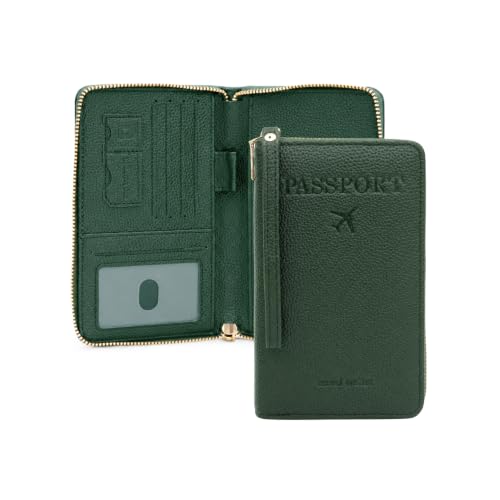 Image of Faux Leather Travel Passport Holder for Unisex | RFID Protection (Green)