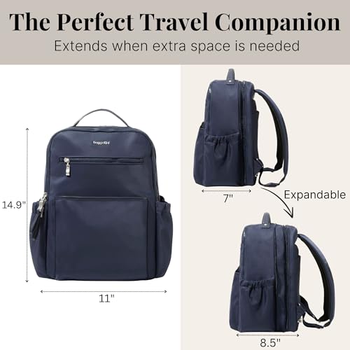 Image of Baggallini Tribeca Expandable Laptop Backpack - 15 inchx11 inch Lightweight RFID Computer Bag for Work & Travel with Luggage Sleeve