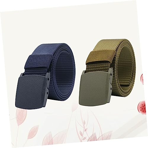 VALICLUD 2pcs Men Canvas Waist Belt Field Belt for Exploration Ratcheting Buckle Breathable3