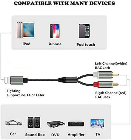RCA Audio Aux Cable, 2-Male Stereo Y Splitter Adapter, Compatible with Phone Pad for Car, Amplifier, Theater, Speaker, DJ Controller (1M)