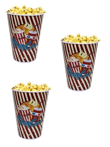 Dependable Industries inc. Essentials 3-Pack Retro Style Plastic Popcorn Containers – 7