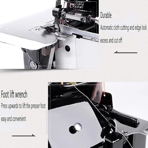 Máquina de coser Overlock de alta velocidad para dobladillo, 3000 puntadas/minuto, longitud de puntada ajustable, 3 opciones de puntada, potencia de 250 W, perfecta para costura en casa y proyectos de
