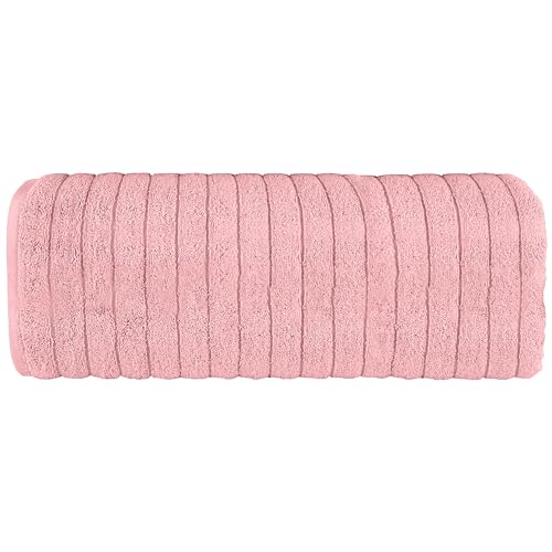Image of Elegant Comfort 100% Turkish Cotton Corduroy Ribbed Luxury Jumbo Bath Towel Ultra Soft - 35 x 70 Inch - Luxury Spa Premium Hotel Quality Highly Absorbent and Quick Dry Large Bath Towel, Dusty Rose