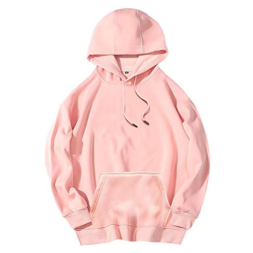 Jamron Unisex Dam Herr Bomull Enfärgad Tröja Luvtröja Vanliga Huvtröja Jumper med Känguruficka Rosa SN07738 3XL
