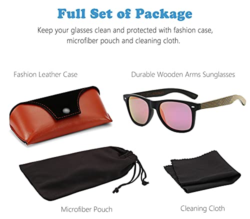 Image of Mens Polarized Wood Sunglasses for Men Women, Womens Sunglasses Wooden Sides Bamboo Glasses