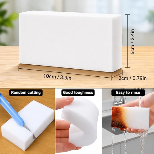 Image of Magic Cleaning Sponge Eraser Pack of 4 | Multi Purpose Cleaning Block for Wall Marks, Tile Stains, Kitchen Surfaces, Bathroom Cleaning, Shoe Soles & Household Dirt | Water Activated Cleaning Sponge