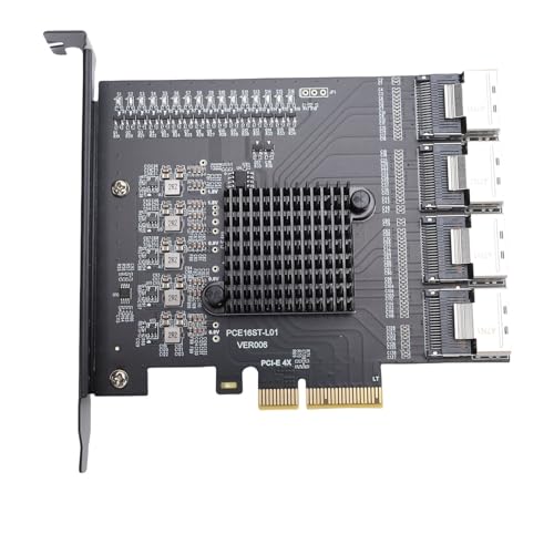 Cuifati PCIE to 4 Port MINI SAS SFF 8087 Adapter, PCIE 3.0 X4 Expansion Card, Can Expand to 16 Ports Serial ATA 3.0, SFF 8087 Adapter for Window 10 11 2003 and Linux