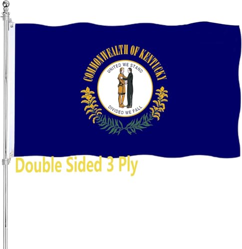 Kentucky State Flag 3x5 Outdoor Double Sided KY State Flag Heavy Duty Vivid Colors State of Kentucky Flags 3 Ply with Durable Canvas Header and 2 Brass Grommets