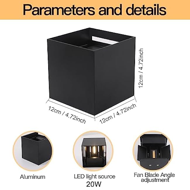 Outdoor Sconces Wall Lights LED 20W Modern Square 3000K Warm Lights