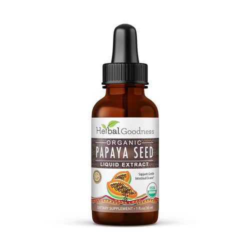 Herbal Goodness Papaya Seeds Digestive Enzymes 1oz -Organic Papaya Seed Extract for Gut & Digestive Health | Detox Cleanse Support Non GMO Gluten-Free Raw Unprocessed for High Potency