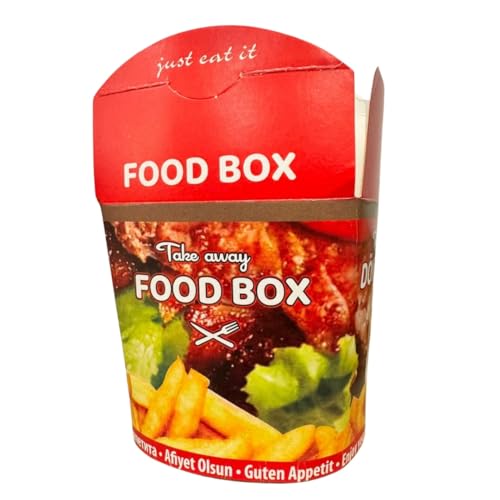NoblesBox Döner Box Takeaway Embalagem para kebab, massa e muito mais, 750 ml, cor vermelha clássica e natural elegante, resistente à gordura e estável, caixa dobrável, caixa de cartão, Asiabox