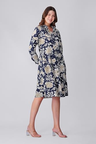 Image of Midi Dress for Women | Rayon A-Line Dress with Pockets | Casual Western Dress for Women | Comfortable Everyday Wear