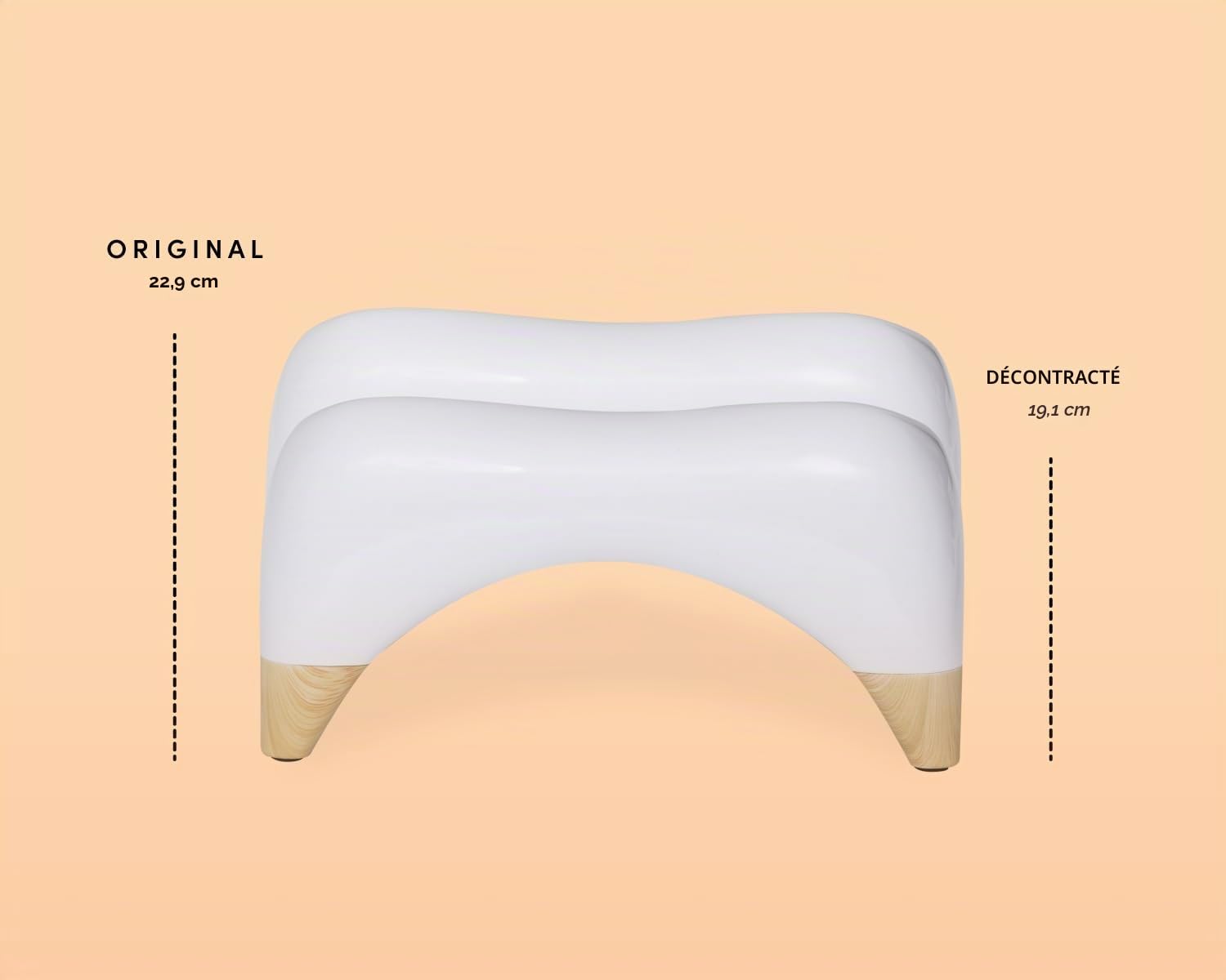 ASDF G TUSHY Ottoman Relaxed – Tabouret de toilette de qualité supérieure pour salle de bain – Design moderne et élégant – Blanc/bambou