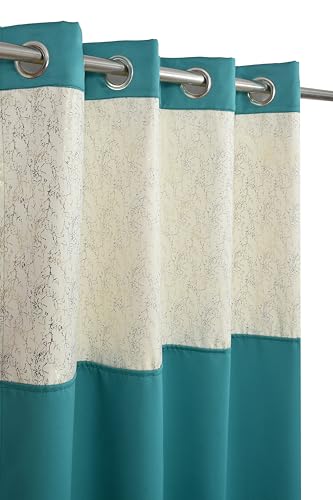 Image of IVAZA Dual-Tone Design 100% Complete Blackout Curtains - Room Darkening Curtain for Door -, Heavy Blackout, Thermal Insulation Curtains, Black Out Curtains 7 feet Long Set of 1 Firozi