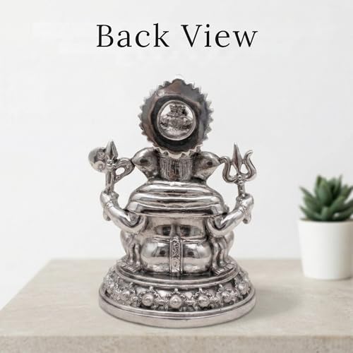 Image of Silver Plated Ganesh Idol 3 Inch with Gift Box | Ganpati Murti for Home Decor, Puja Room, Office Desk & Car Dashboard | Spiritual Housewarming Gift Showpiece