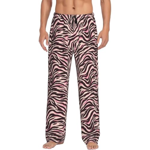 Tiger Zebra Stripes Print Pink Mens Pj Pants,Soft Men Lounge Pants,Mens Pajama Pants Bottoms,Sleep Pants For Men4