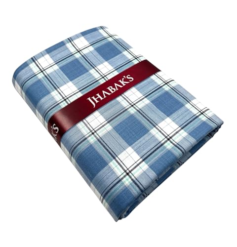 Image of JHABAK'S Cotton Blend Unstitched Checkered Fabric for Men - 2.35m Shirt Piece / 3m Kurta Piece - Width 36 Inches
