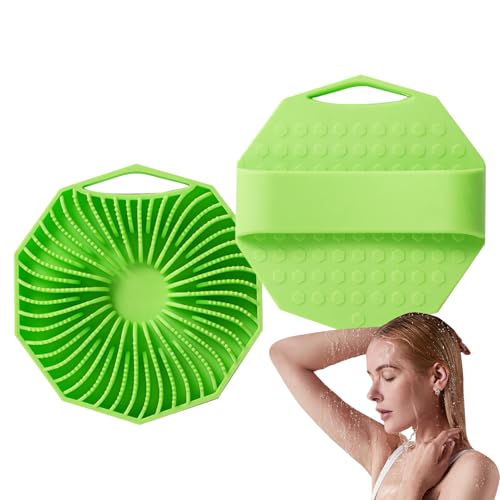 Exfoliante corporal, exfoliante corporal, cepillo exfoliante de silicona, 2 unidades, esponja de baño con función de masaje