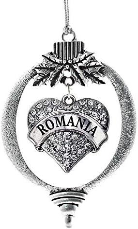 Inspired Silver - Romania - Silver Christmas Ornament - Pave Hear...