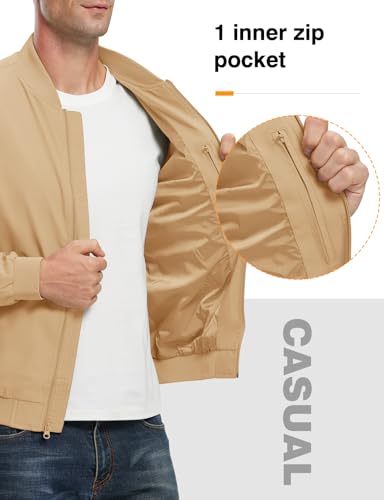 Image of TBMPOY Men's Lightweight Bomber Jackets Light Windbreaker Casual Stylish Fall Golf Zip Up Dress Business Varsity
