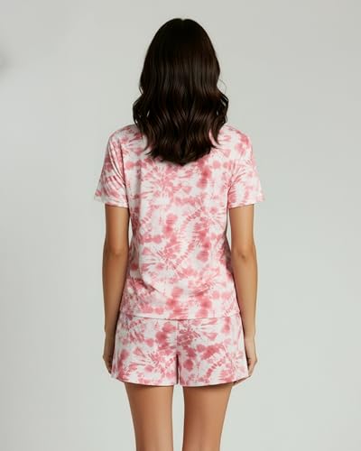 Image of Real Essentials 2 Pack: Women's Short Sleeve Pajama Short Set - Comfy Lightweight Soft Lounge Sleepwear (Plus